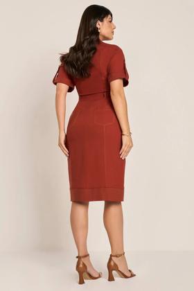 Imagem de Vestido chemise marrom bolsos cargo fasinius