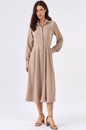 Imagem de Vestido Chemise Midi PKS Bege