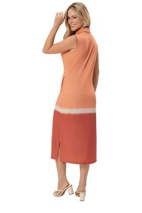 Imagem de Vestido Chemise Midi Sem Manga Reto Barrado Cor Do Céu - Elegante e Confortável