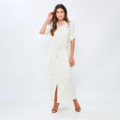 Imagem de Vestido Chemise Miss Joy Feminino Longo Crepe Twill Off White 7185