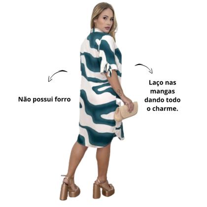 Imagem de Vestido chemise praia estampado e liso com detalhes na manga