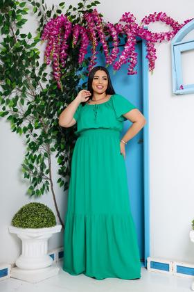 Imagem de Vestido cigana plus size longo manga curta viscolinho