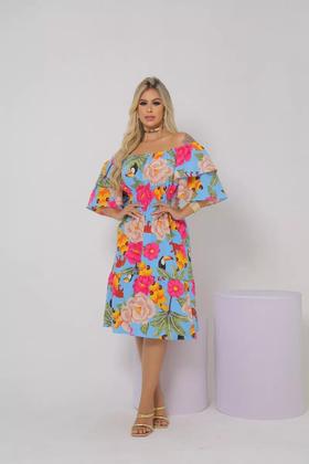 Imagem de Vestido Ciganinha Midi Moda Evangélica Lastex Com Elástico - s23