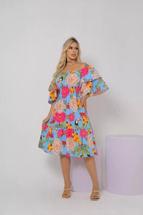 Imagem de Vestido Ciganinha Midi Moda Evangélica Lastex Com Elástico - s23