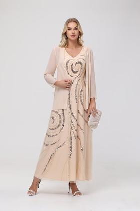 Imagem de Vestido Clothfun com decote em V para mãe da noiva com jaqueta 20W