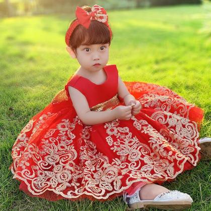Imagem de Vestido CMMCHAAH Little Baby Girls vermelho de Natal de 2 a 3 anos