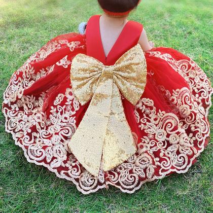 Imagem de Vestido CMMCHAAH Little Baby Girls vermelho de Natal de 2 a 3 anos