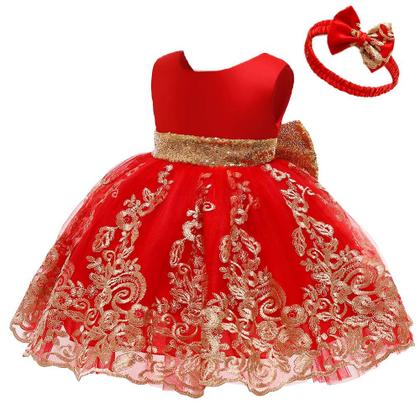 Imagem de Vestido CMMCHAAH Little Baby Girls vermelho de Natal de 2 a 3 anos