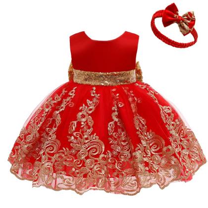 Imagem de Vestido CMMCHAAH Little Baby Girls vermelho de Natal de 2 a 3 anos