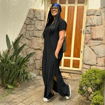 Imagem de Vestido Com Manga Curta Plus Size Longo