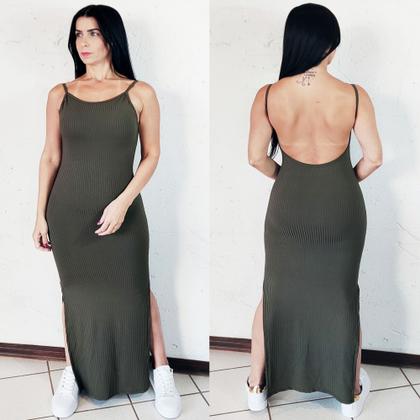 Imagem de Vestido Costa Nua Longo Festa Com Bojo E Fenda Nas 2 Laterais Verde Alcinha