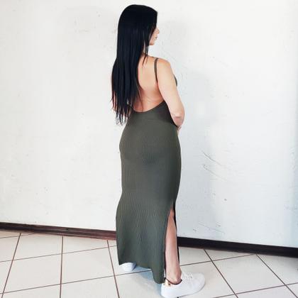 Imagem de Vestido Costa Nua Longo Festa Com Bojo E Fenda Nas 2 Laterais Verde
