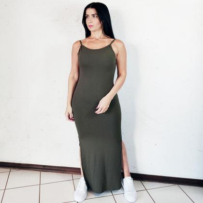 Imagem de Vestido Costa Nua Longo Festa Com Bojo E Fenda Nas 2 Laterais Verde