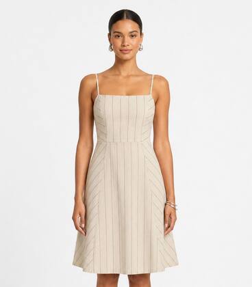 Imagem de Vestido Curto De Alças Decote Quadrado Endless Bege