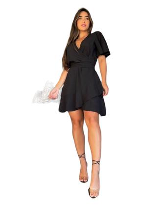 Imagem de Vestido Curto Envelope com Manga InnVista Preto