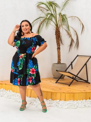 Imagem de Vestido Curto Estampado Viscose Plus Size Envio 24 Hs.