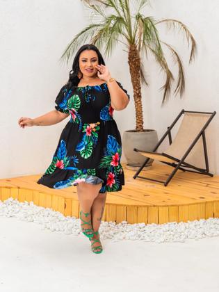 Imagem de Vestido Curto Estampado Viscose Plus Size Envio 24 Hs.
