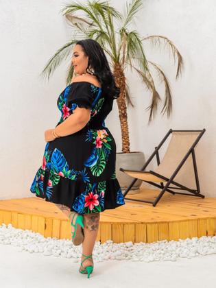 Imagem de Vestido Curto Estampado Viscose Plus Size Envio 24 Hs.