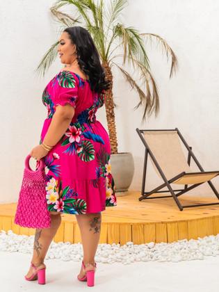 Imagem de Vestido Curto Estampado Viscose Plus Size Envio 24 Hs.