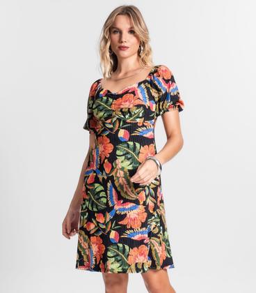 Imagem de Vestido Curto Feminino Estampado Endless Preto