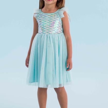 Imagem de Vestido Curto Infantil Festa em Tule Azul Mon Sucré