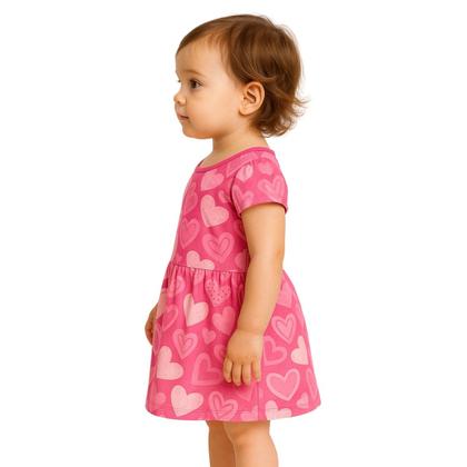 Imagem de Vestido Curto Infantil Menina Corações Manga Curta Brandili