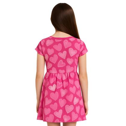 Imagem de Vestido Curto Juvenil Feminino Corações Manga Curta Brandili