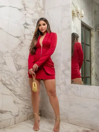 Vestido Curto Manga longa Alfaiataria Elegante Estilo Corsele