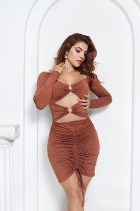 Imagem de Vestido curto manga longa anna suplex tendencia moda balada inverno 2025