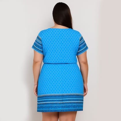 Imagem de Vestido Curto, Plus Size, Viscose, Estampado, Até 50