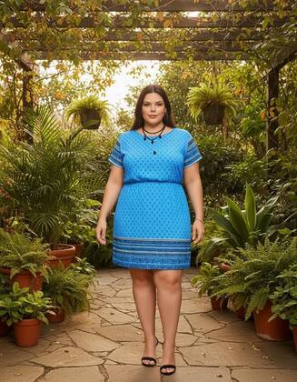 Imagem de Vestido Curto, Plus Size, Viscose, Estampado, Até 50