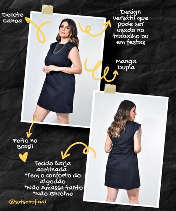 Imagem de Vestido Curto Sarja Leve Algodão Plus Size 42 Ao 52