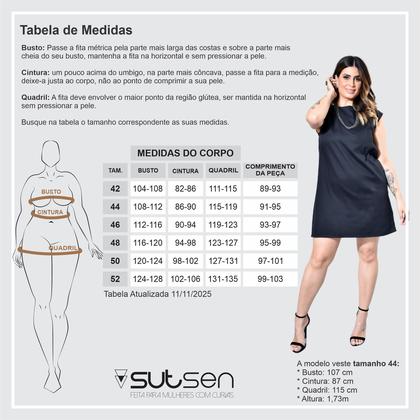 Imagem de Vestido Curto Sarja Leve Algodão Plus Size 42 Ao 52