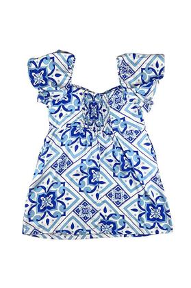 Imagem de Vestido Curto Thais Azul Viscose Manifesto - Elegância e Conforto