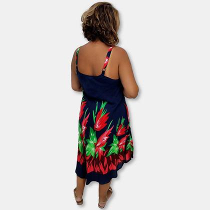 Imagem de Vestido Curto Trapézio Estampado Tulipa Alça Indiano Viscose 5047