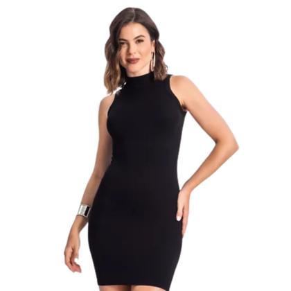Imagem de Vestido Curto Tubinho Canelado Modal Style Preto Rovitex