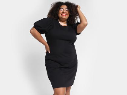 Imagem de Vestido Curto Vista Magalu Moletom Manga Bufante