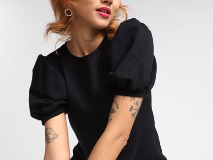 Imagem de Vestido Curto Vista Magalu Moletom Manga Bufante