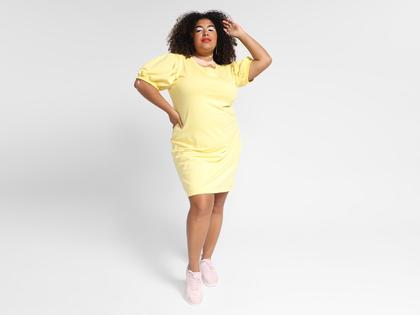 Imagem de Vestido Curto Vista Magalu Moletom Manga Bufante