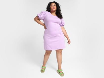 Imagem de Vestido Curto Vista Magalu Moletom Manga Bufante