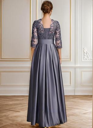 Imagem de Vestido da Mãe do Noivo raomiao Ocean Blue Satin Lace