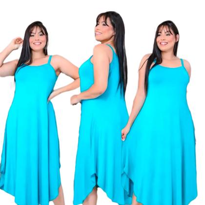 Imagem de Vestido De Alças Tecido Malha Moda Praia Soltinho Elegante