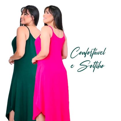 Imagem de Vestido De Alças Tecido Malha Moda Praia Soltinho Elegante