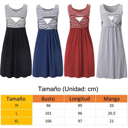 Imagem de Vestido de amamentação para maternidade, camisola listrada de algodão de verão