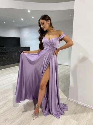 Imagem de Vestido de baile GODCUN Off Shoulder, cetim, evasê, longo, rosa blush