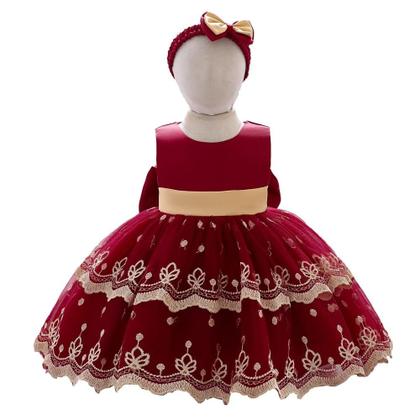 Imagem de Vestido De Batismo Para Menina Bebê Com Laço De Renda Para Festa De Aniversário Vestido De Princesa