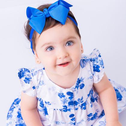 Imagem de Vestido de Bebê Menina Infantil com Tiara 100% Algodão