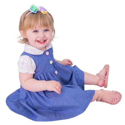 Imagem de Vestido de Bebê Menina Infantil com Tiara 100% Algodão