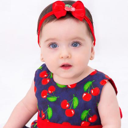 Imagem de Vestido de Bebê Menina Infantil com Tiara 100% Algodão