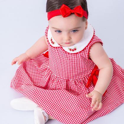 Imagem de Vestido de Bebê Roupa Menina Infantil Com Tiara 100% Algodão Giulia